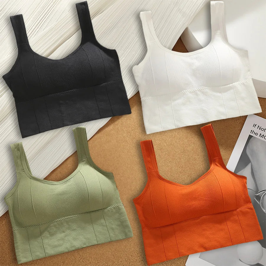 1/2/4Pcs Sports Bra Anti-Sweat Fitness Top Women Seamless Yoga Bra Shockproof Crop Top Push up Sport Bra Gym Workout Top